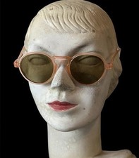1930s 1940s Original Vintage Round Peach Frames Sunglasses Glasses