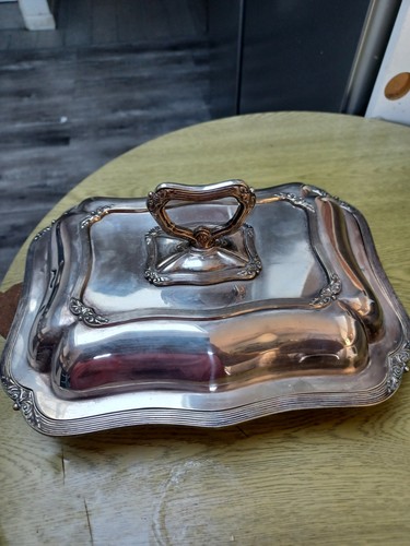 Antique silver plated entree - silver-plated,