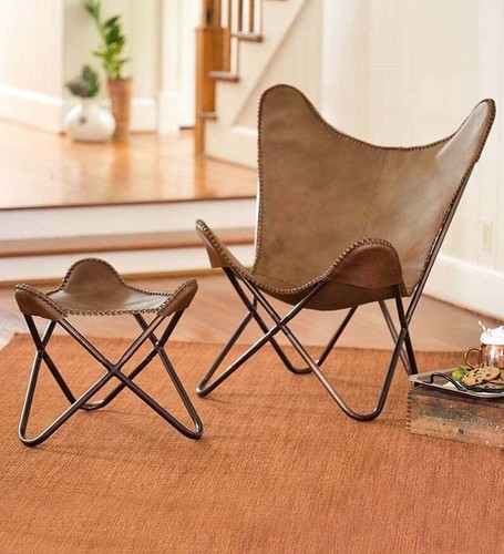 Leather butterfly chair - leather,