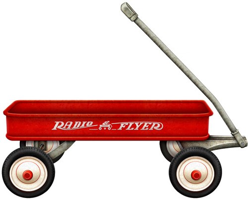 Red radio flyer wagon - wagon, out