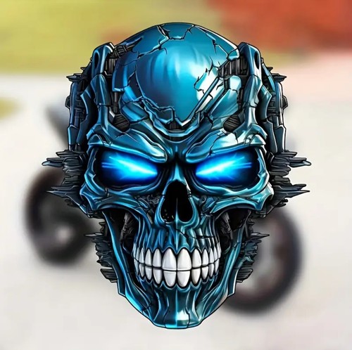 Blue skull decal vinly - x,