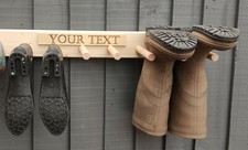 PERSONALISED Welly wellington wellies wooden rack boot holder shoe wall mounted 