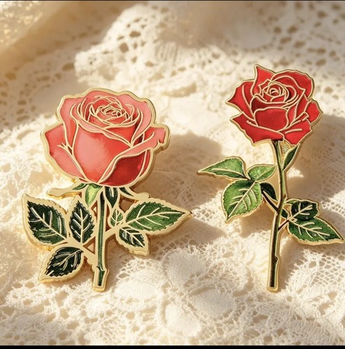 Rose flower enamel - enamel, badge