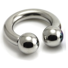 20 MM DIAMETER,20 MM BALLS 7-12 MM HEAVY GAUGE HORSESHOE RING BCR PRINCE ALBERT