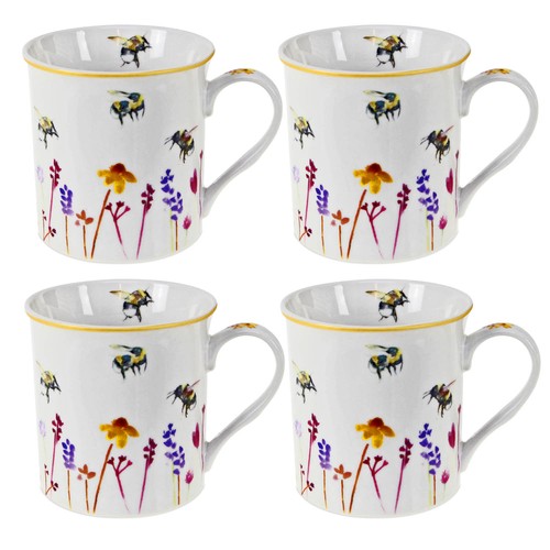 Set bees flowers tea - bees,
