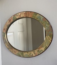 Oval Floral Mirror Vintage 80s Pastel Florals 19” X 15”   Country house Decor
