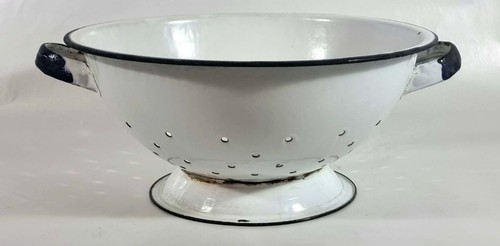 Antique enamel colander blue - antique,