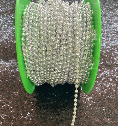 Silver bead chain string round - silver,