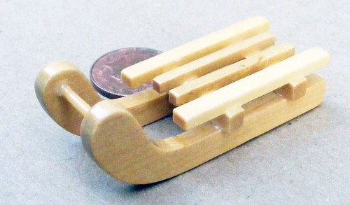 Dolls house wooden sledge - dolls,