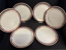 6 x  Alfred Meakin Glo White Ironstone Red And Gold Plates 9”.