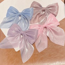 Big Bow Hairpin Pearlescent Satin Ribbon Hair Clip Women Sweet Duckbill Clips ☊
