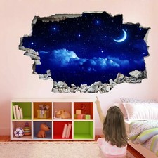 Moon and Stars Sky 3D Wall Art
