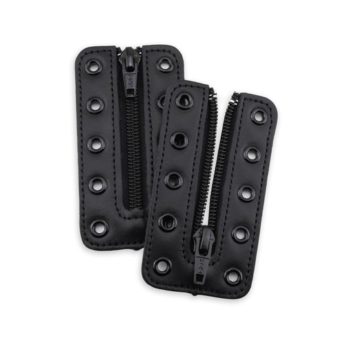 Leather lace boot zipper - leather, lace-in