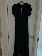 Ossie Clark for Radley 1970s Vintage Black Crêpe Wrap Dress Size 42 UK14