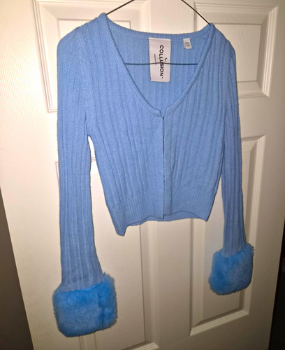 Collision light blue cardigan - collision,