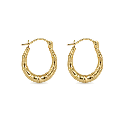 Genuine 9ct gold bamboo - gold, creole