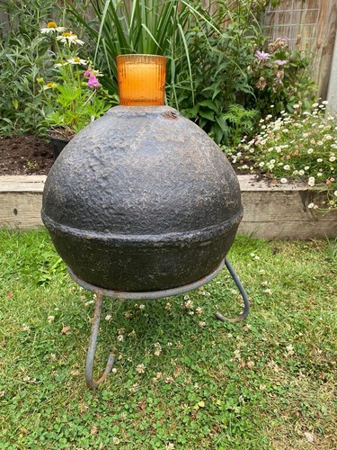 Antique cast iron ball - antique, garden