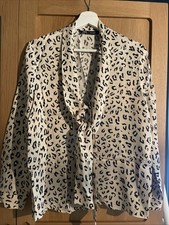 Zara Animal Print Pussybow Blouse - Size S