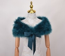 Women Real Ostrich Feather Fur Shawl Wraps Shrug Cape Bride Wedding Party