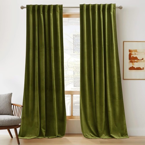 Green curtains inches long - curtains, 84