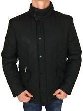 Barbour Mens Jacket Powell Quilted Fleece Lined Logo Jacket in Black