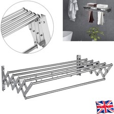 Wall Mounted Drying Rack Clothes Airer Towel Laundry Extendable Folding Dryer UK