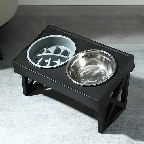 Raised slow feeder dog bowl - slow,