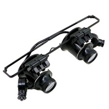 2 LED Lights 20x Double Eye Magnifier Glasses Loupe Lens Jeweler Watch Repair C