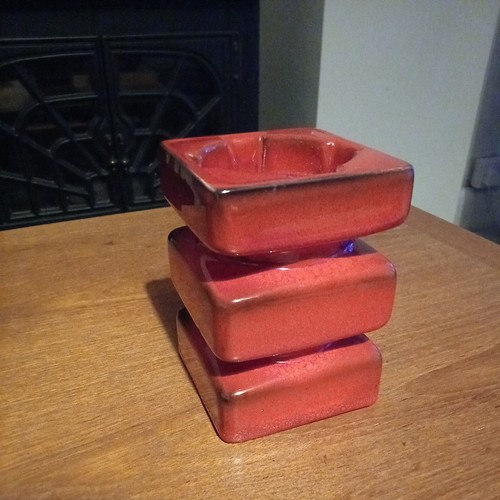 Mid century red candle holder - red,