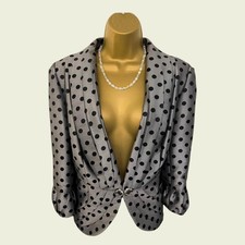 SONIA PENA Womens Vintage Silver Grey Polka Dot Jacket UK 18 US 14 EU 46