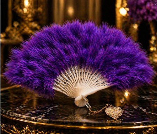 Purple premium feather fan - premium,