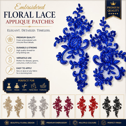 Floral corded lace applique - floral,