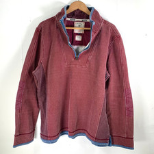 Fat Face Airlie Sweatshirt XL Mens Dark Red 1/4 Zip Top Cornish Fisherman Cotton