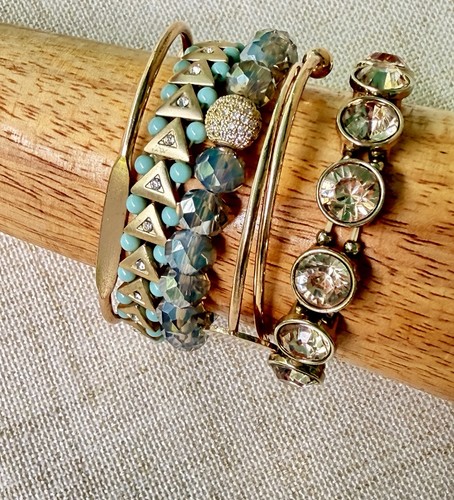 Gold tone bracelet stack - bracelet,