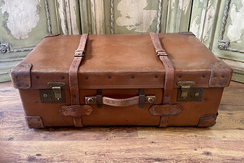 Antique campaign steamer trunk - antique,