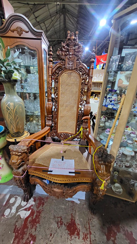 Antique carved wooden throne - carved,