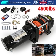 Electric Winch 12V 4500lb Synthetic Rope Wireless Remote Garage ATV Boat Trailer