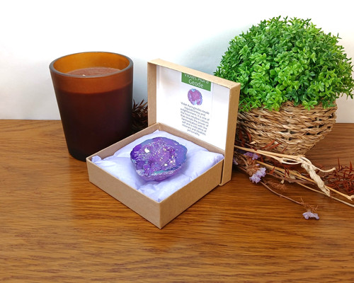 Violet aura quartz geode - violet,