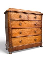 ANTIQUE SATIN BIRCH CHEST OF DRAWERS VICTORIAN  SUPERIOR QUALITY C1880s