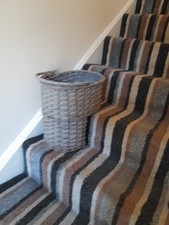 Grey wicker stair basket - wicker,