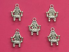 Tibetan Silver Throne/Chair Charm - 5 per pack - King/Queen/Jubilee/Coronation