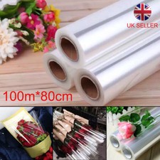 New 100mX80cm Wide Plain Clear Florist Craft Cellophane Roll Film Wrap Hamper UK