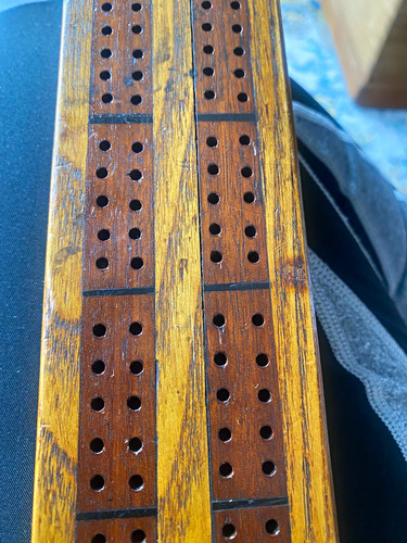 Antique wooden cribbage board - antique,