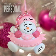 Personalised First Christmas Decoration - Baby Girl & Baby Boy - Snow Baby 