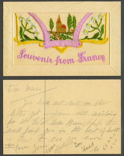 Ww1 silk embroidered old - embroidered,