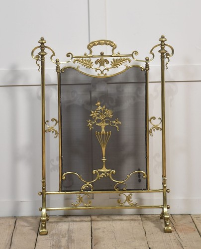 Antique brass fire - fire, screen