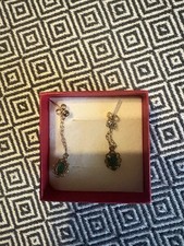 Ladies Vintage 9ct Gold Emerald Drop Earrings H Samuel 90s Jewellery Gift Box