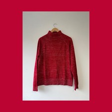 Vibrant Red Sparkle Knit Mock