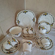 Lawleys Wetley Tea Set, Sugar Bowl, Milk Jug, Trios, Sandwich plate c1921