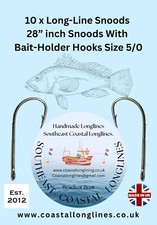 10 X Long-line Hook Snoods 28 Inches Long Bait-Holder  Hooks 5/0